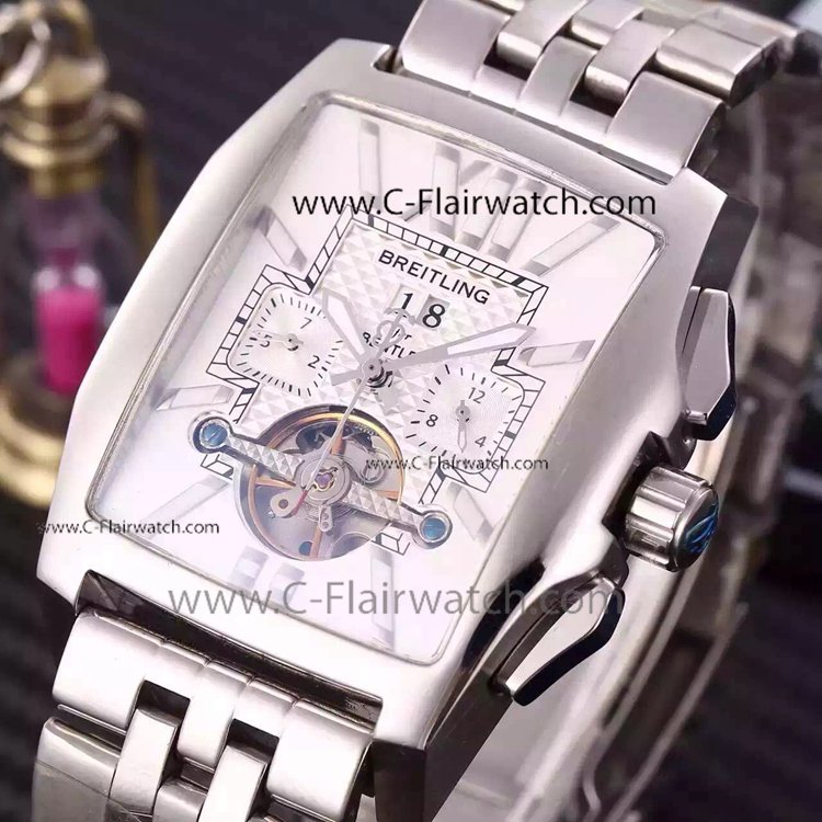 Clone Breitling Bentley Tourbillon Stainless Steel White Watch